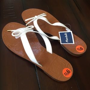 Kate Spade White and Brown Sandals